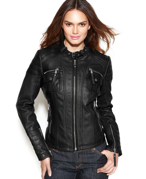 michael michael kors black leather zip motorcycle jacket